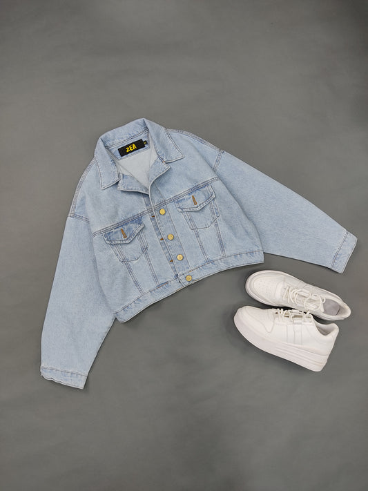 Jacket Crop Denim Hielo