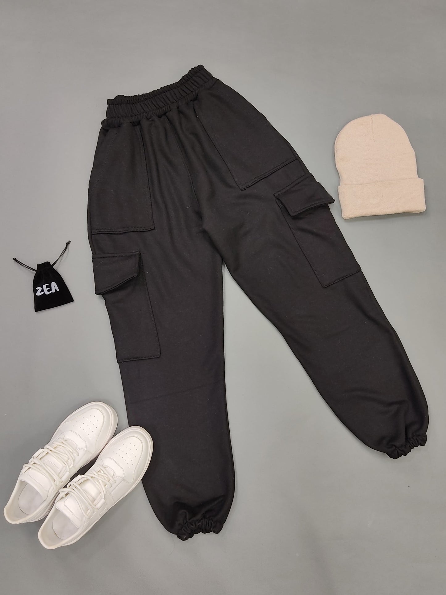 Jogger Cargo Franella Negro