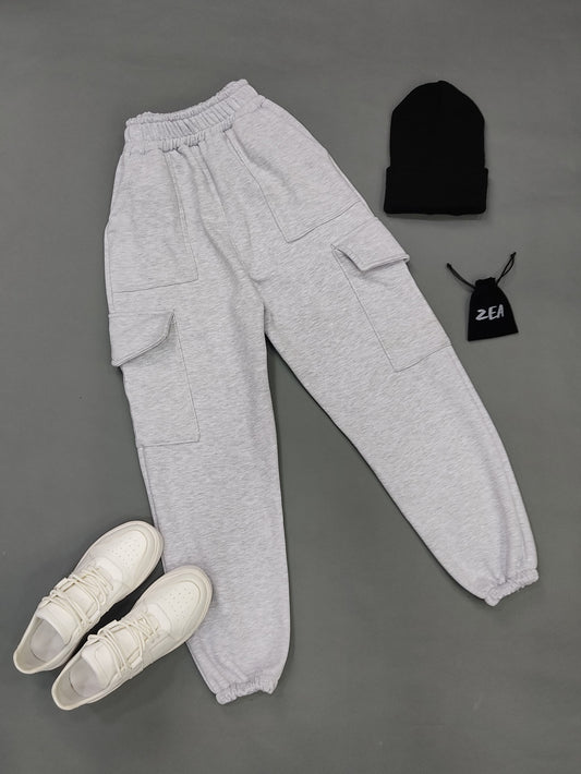 Jogger Cargo Franella Plomo