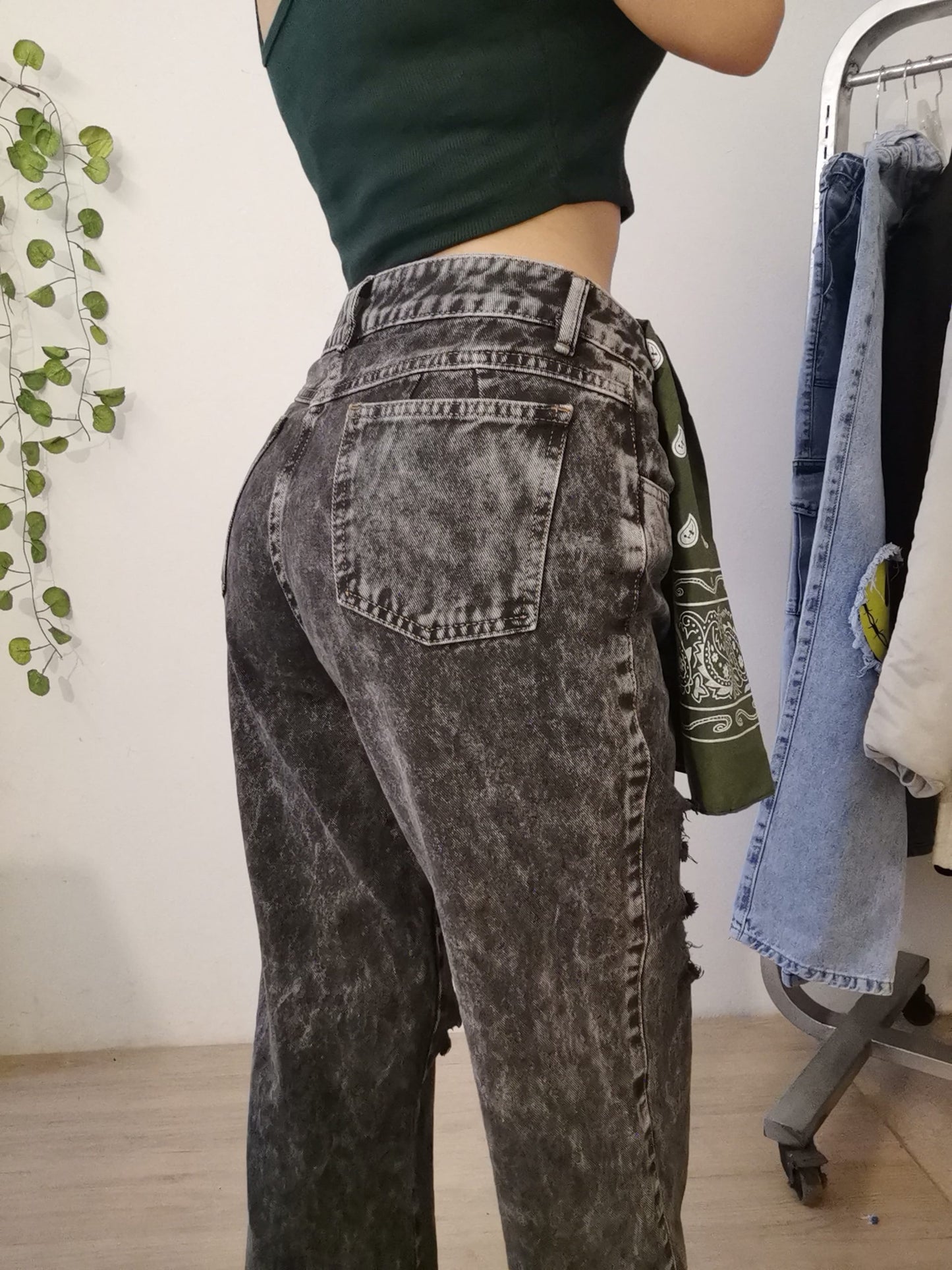 Baggy Rasgado Denim Plomo