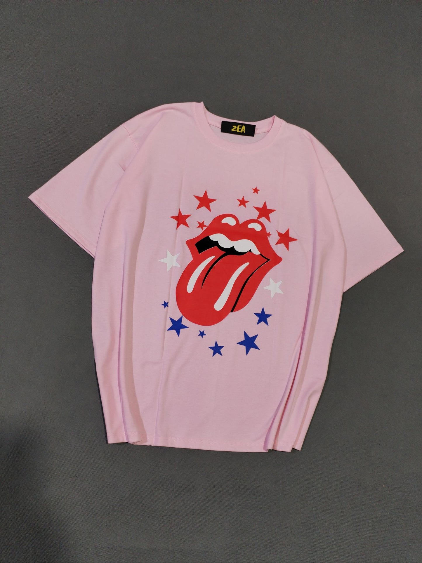 Polo Oversize Rolling Stones Rosado