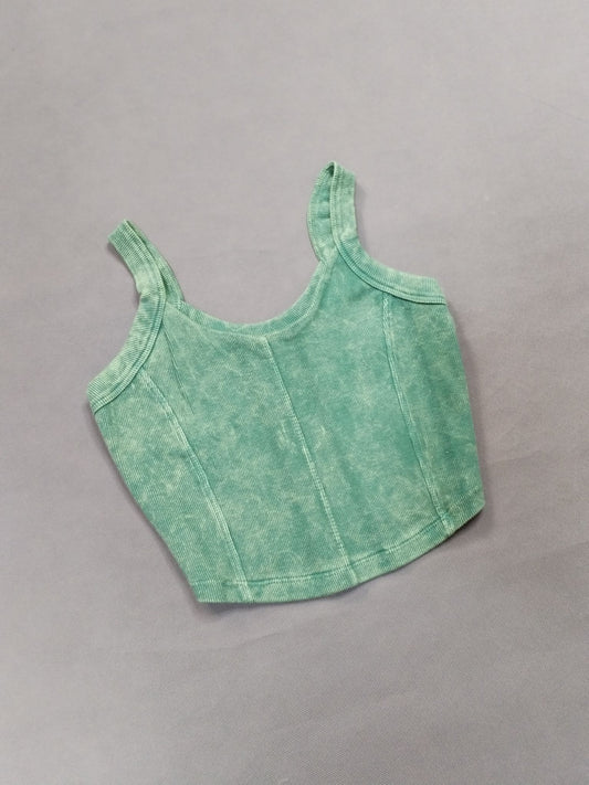 Top Tiras Rib Tie Dye Verde