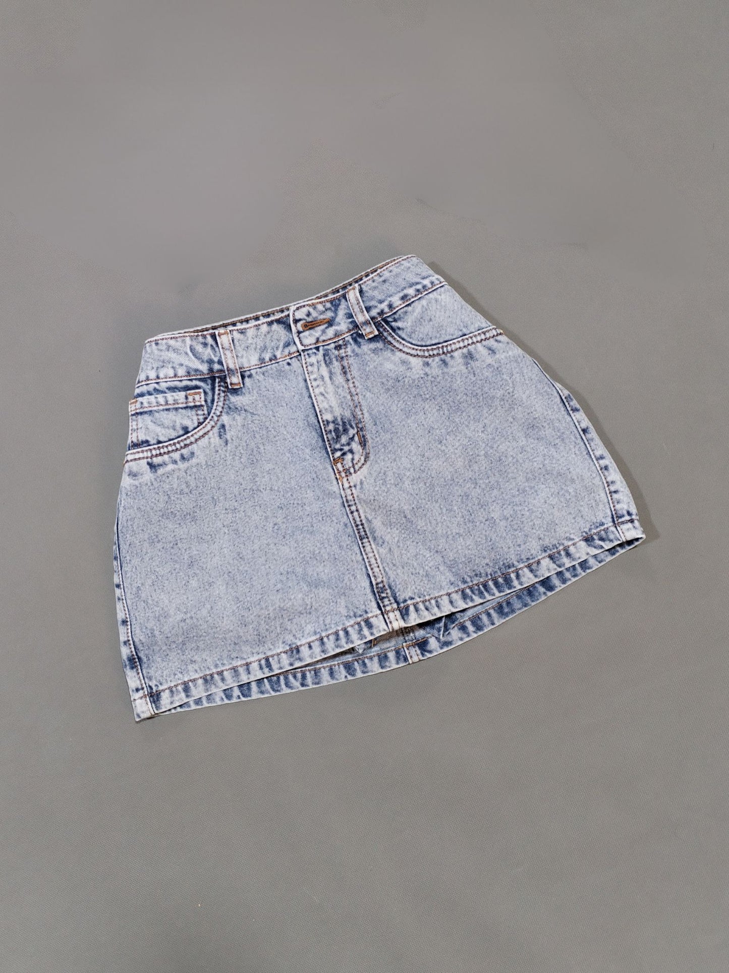 Falda Con Short Interior Denim Celeste