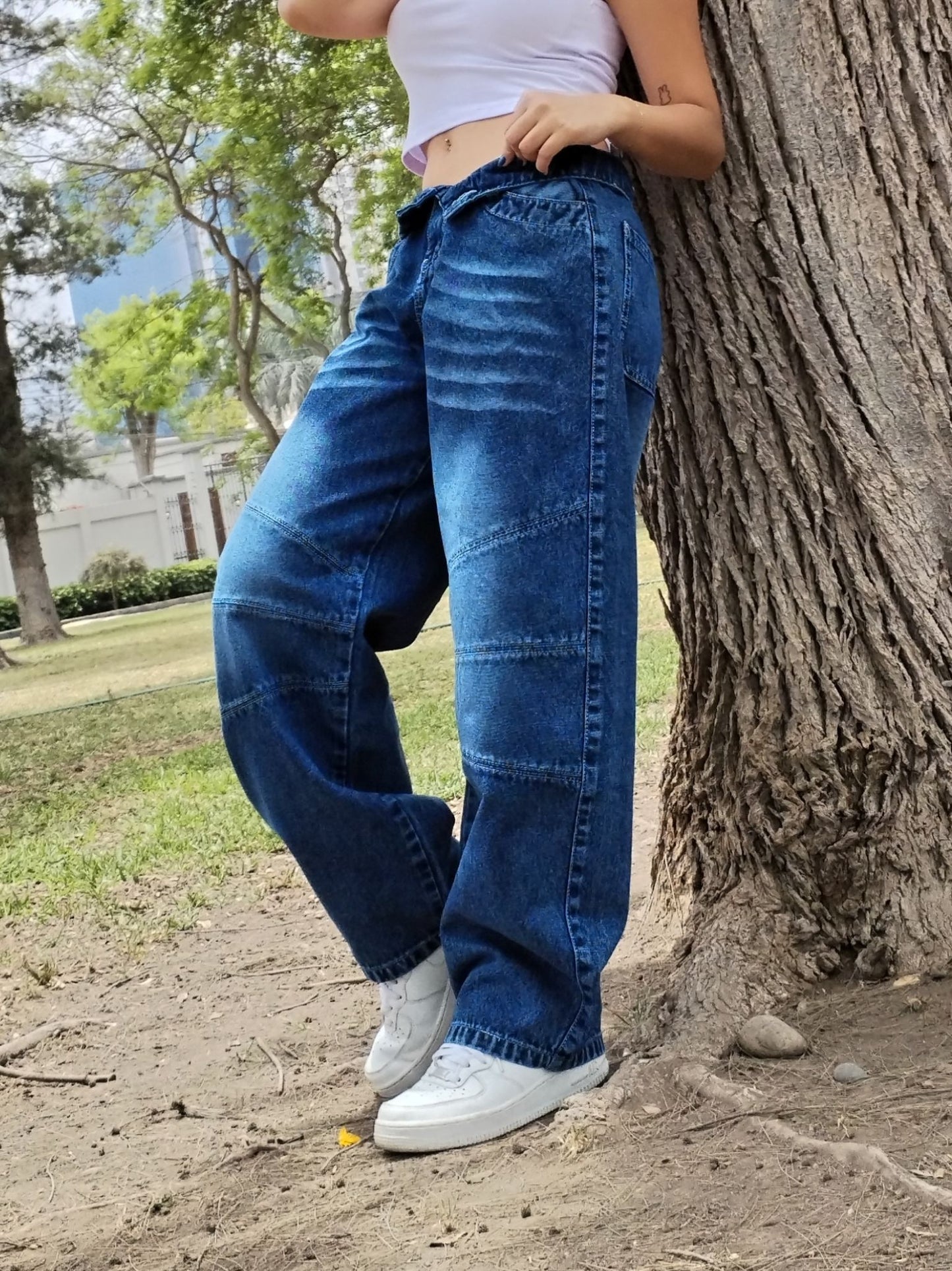 Baggy Skater con Costuras Azul