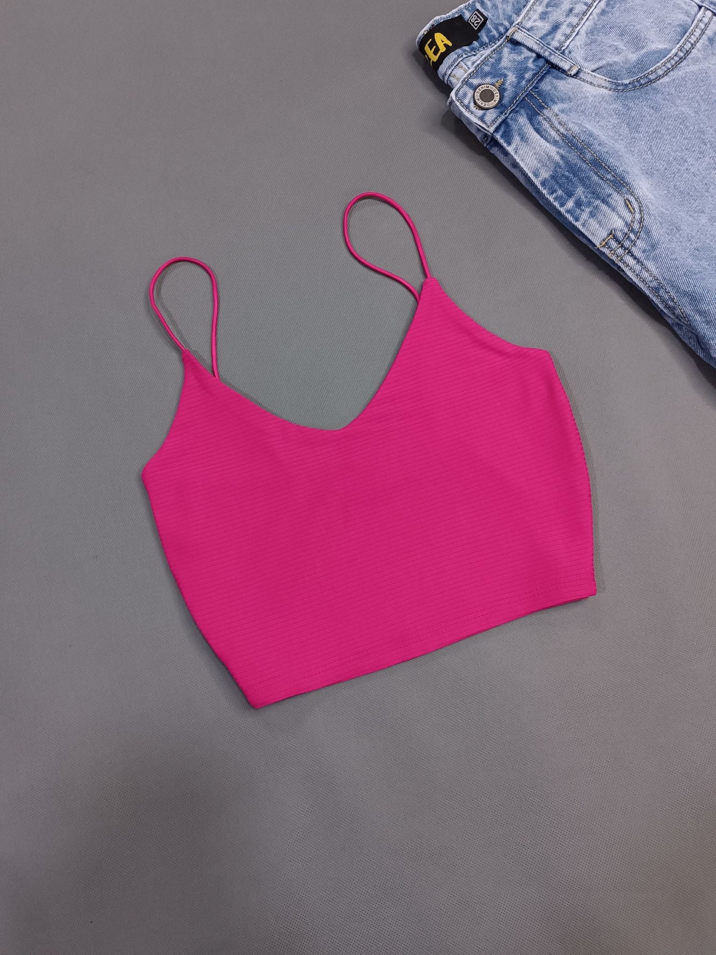 Top Tiras Rib Fucsia