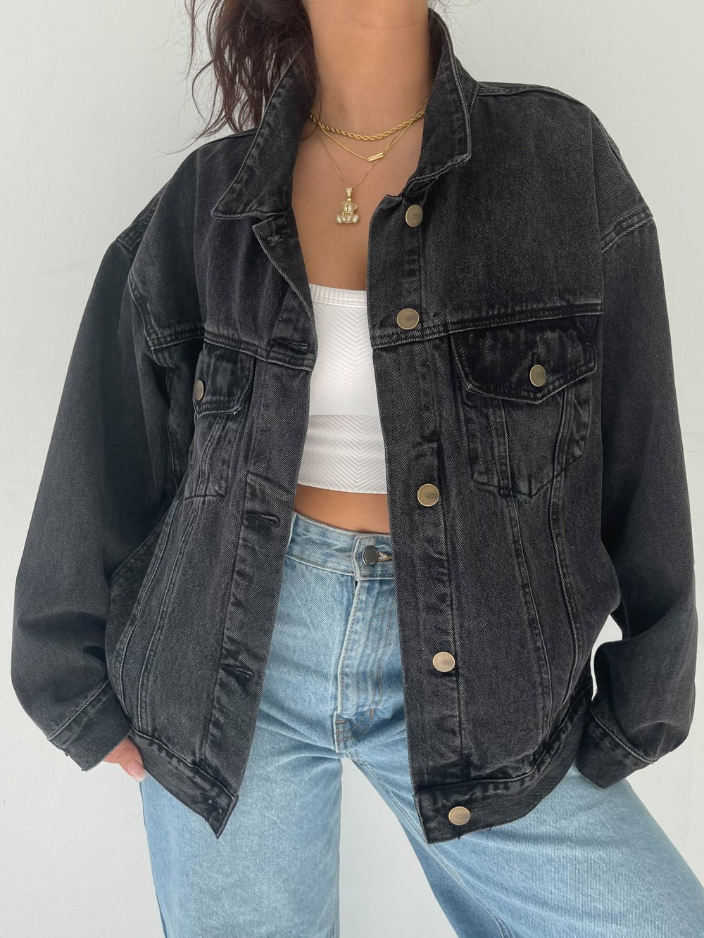 Jacket Denim Oversize Plomo