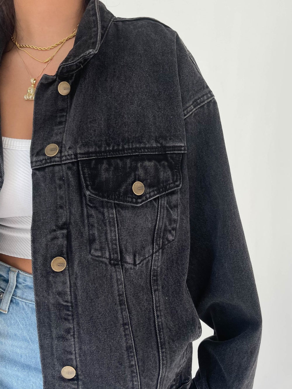 Jacket Denim Oversize Plomo